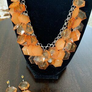 NEW Orange Necklace & Earring Set